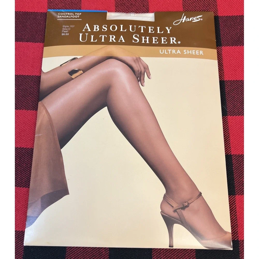 Hanes Absolutely Ultra Sheer Control Top Sandalfoot‎ Sz C Pantyhose 707 Pearl